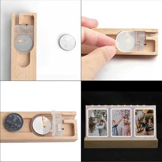 Настільна фоторамка для Instax Mini на 3 фото з підсвіткою